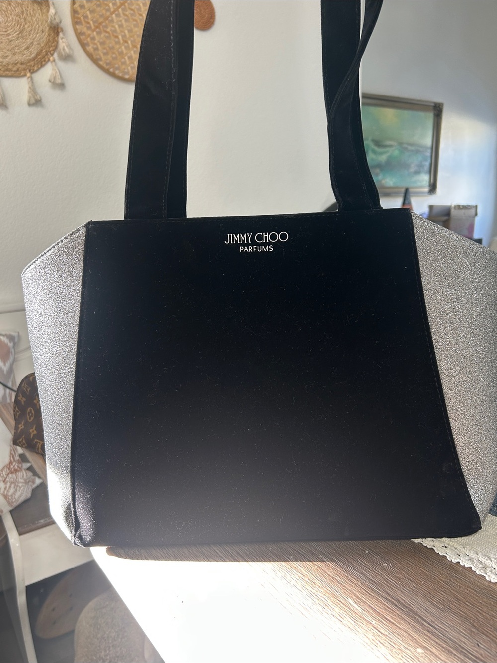Jimmy Choo Black Tote with Silver Side Panels